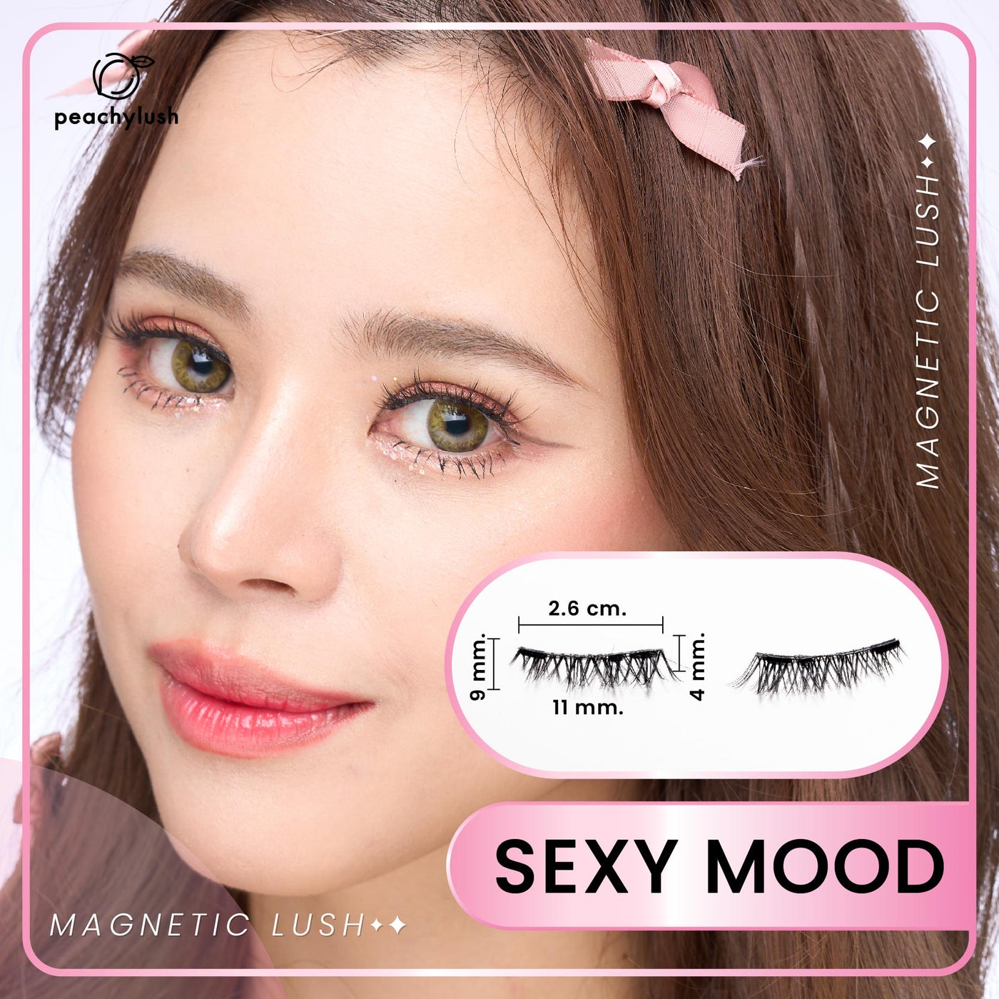 ใหม่!!  ขนตาแม่เหล็กและที่หนีบ PEACHY LUSH Magnetic Eyelashes & Applicator