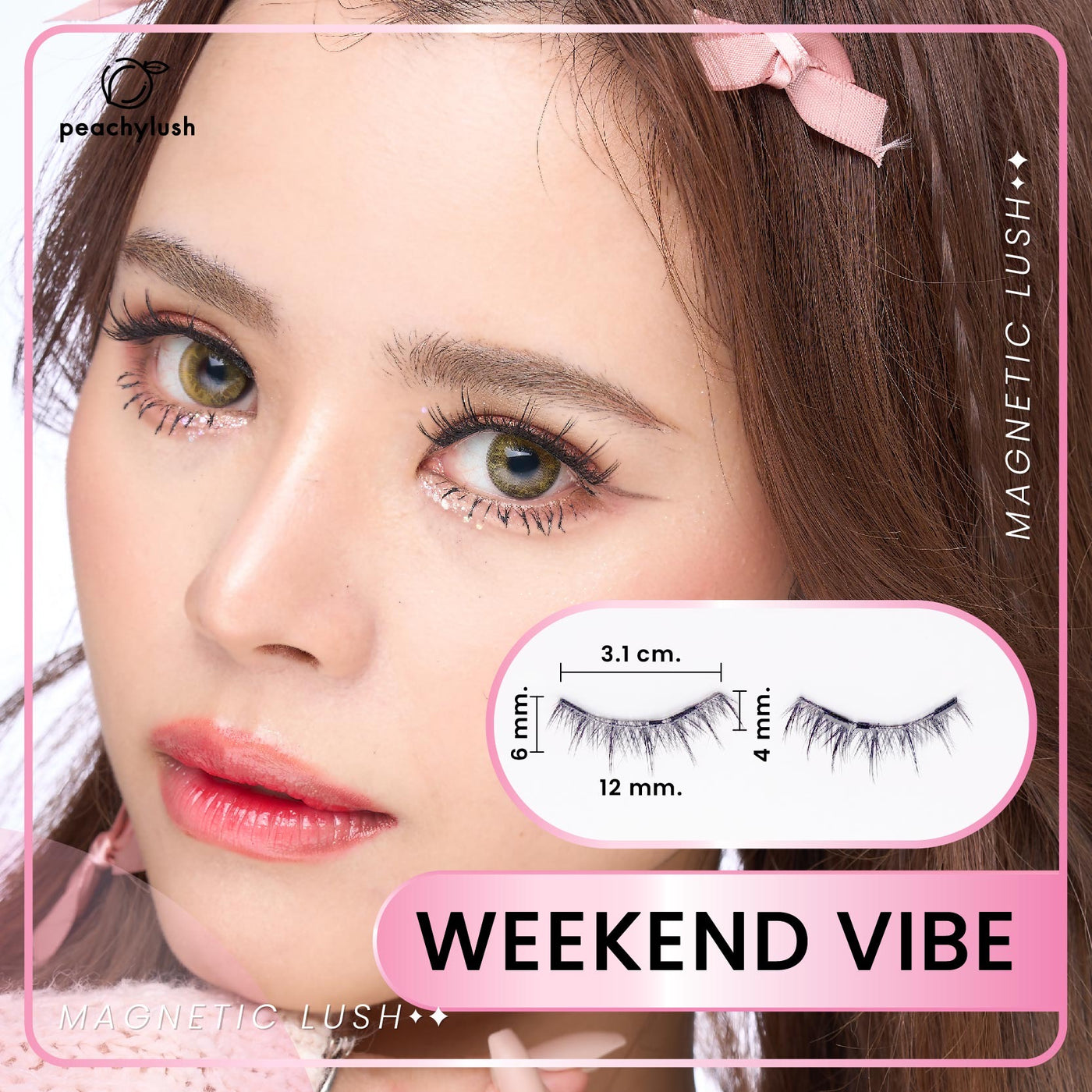 NEW!! ขนตาแม่เหล็กและที่หนีบ PEACHY LUSH Magnetic Eyelashes & Applicator