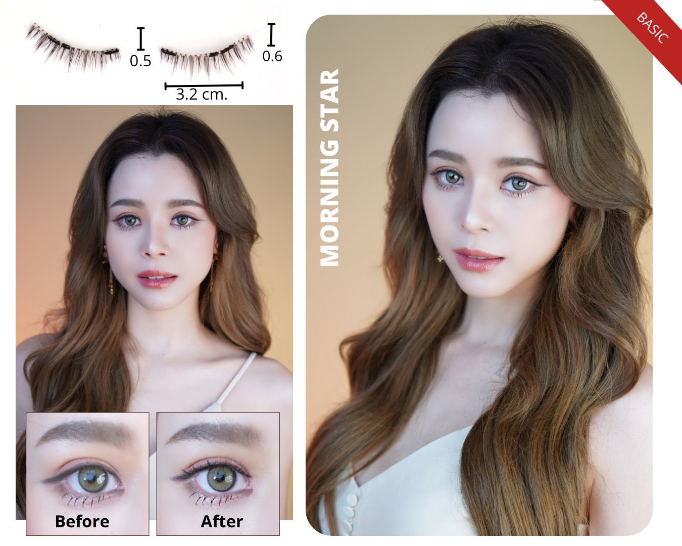 (เฉพาะขนตา ไม่มีคลิปหนีบ) รุ่น MORNING STAR ขนตาแม่เหล็ก PEACHY LUSH